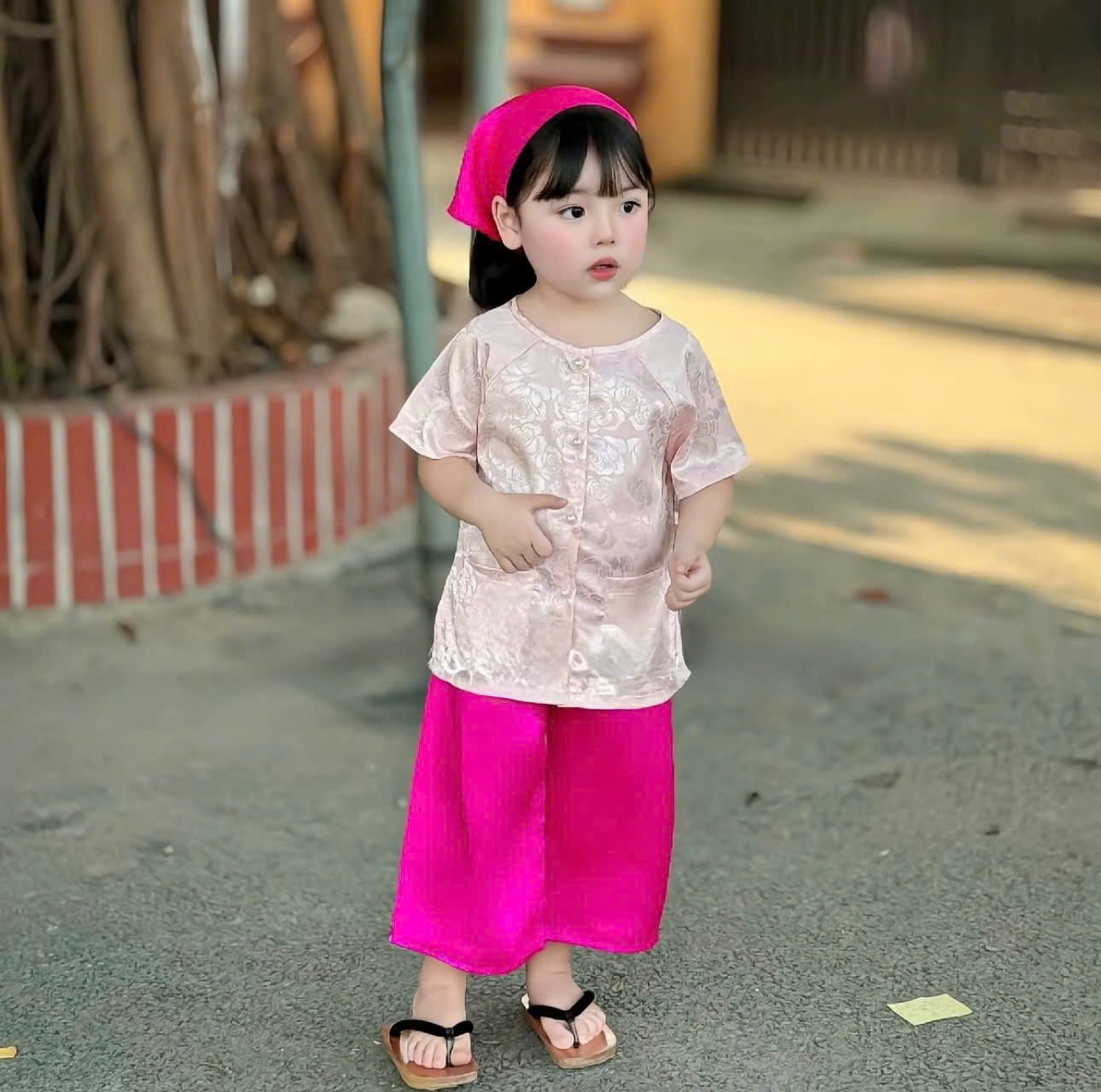 Set Áo bà ba + quần đồng bộ + khăn đội đầu