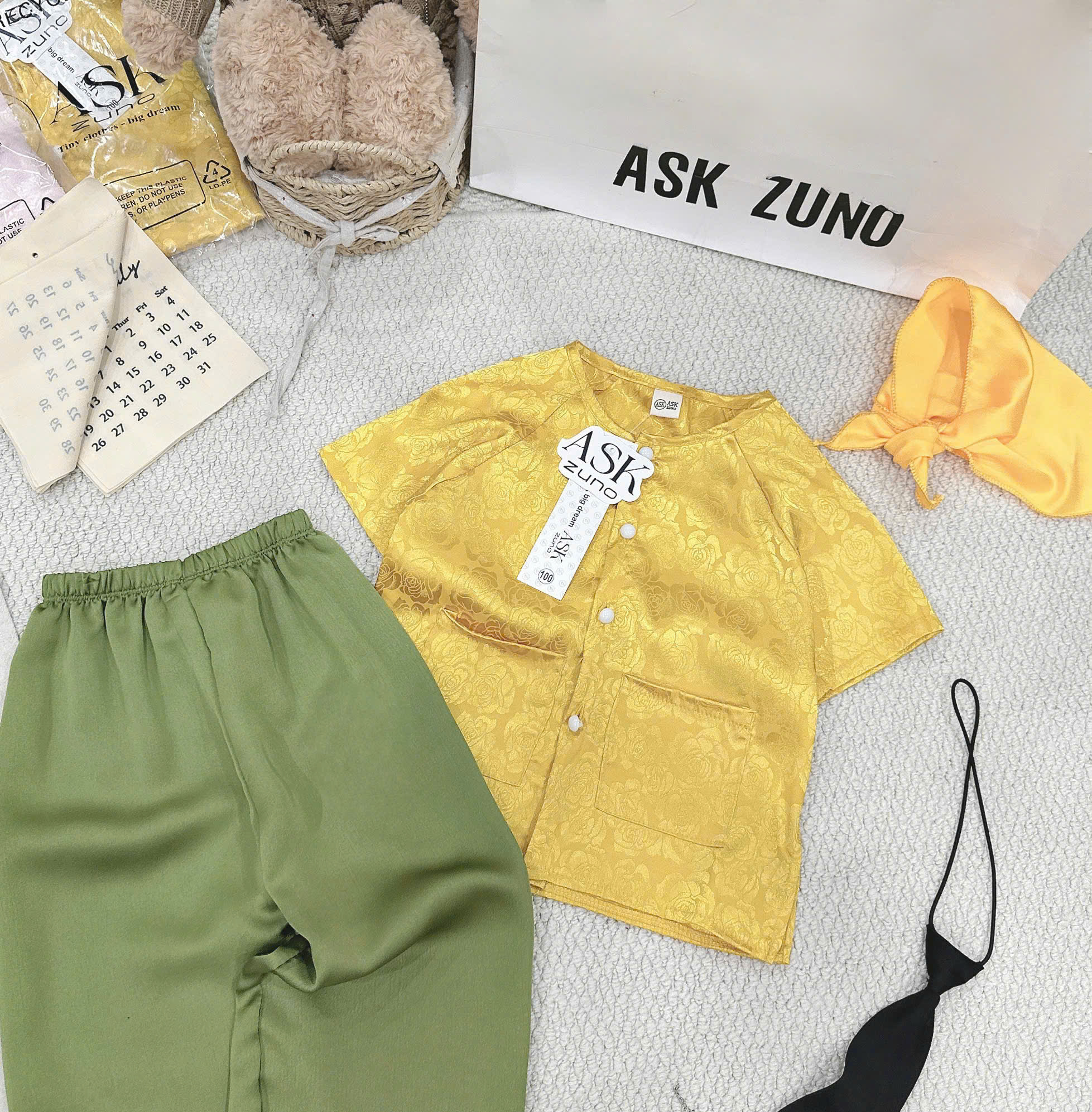 Set Áo bà ba + quần đồng bộ + khăn đội đầu