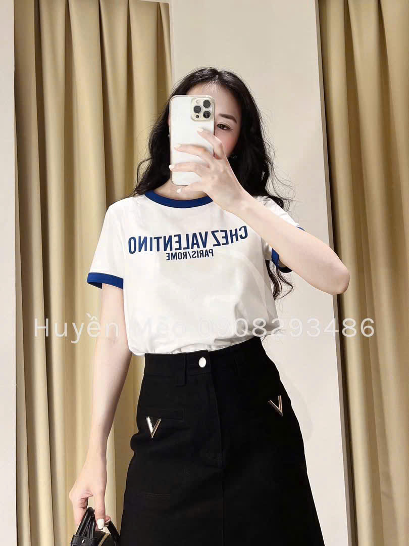Sét áo cotton CHEZ chân váy kaki nữ S 40-47kg BN1
