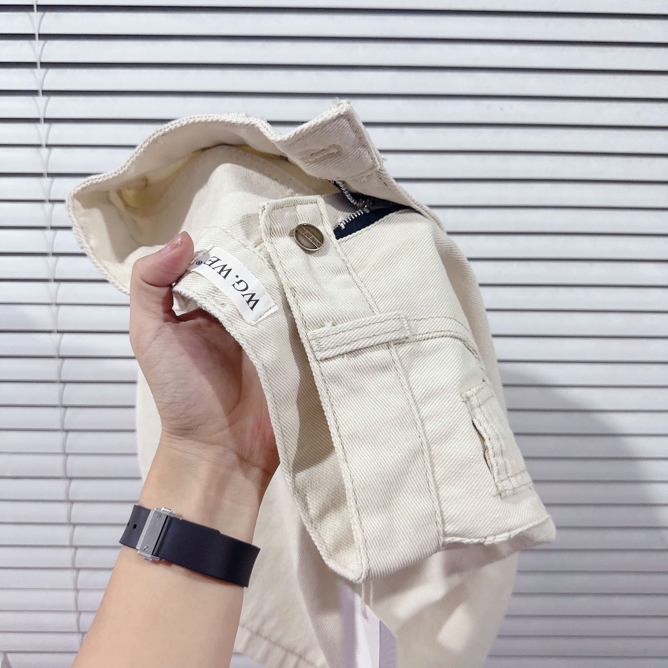 Xả S 40-48kg: Sét áo cotton kẻ tím quần kaki nữ BN1