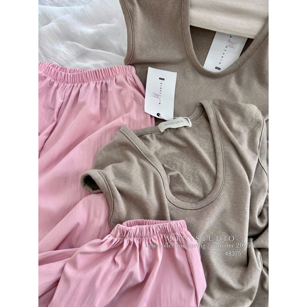 Sét áo cotton quần gió hồng nữ S 40-47kg BN1