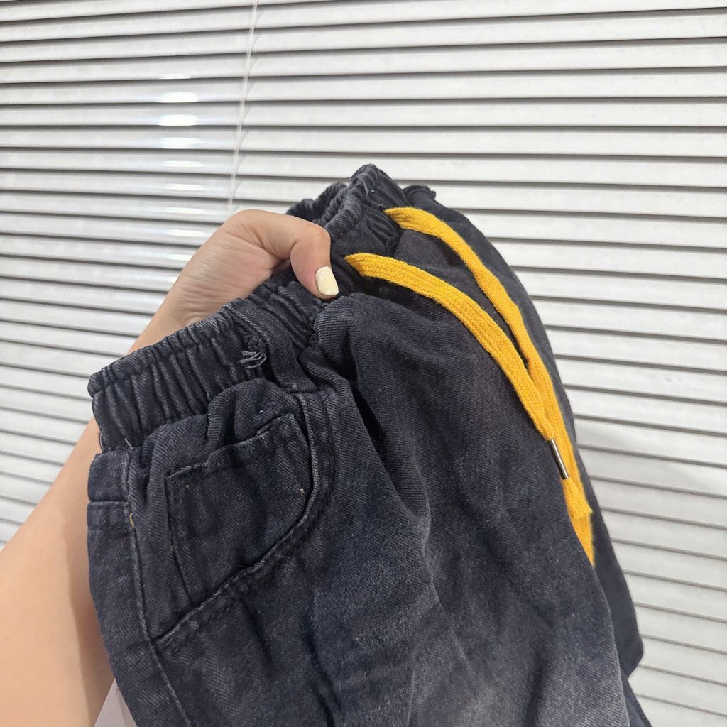Sét áo cotton quần jean nữ cạp chun 2 màu xanh vàng BN3
