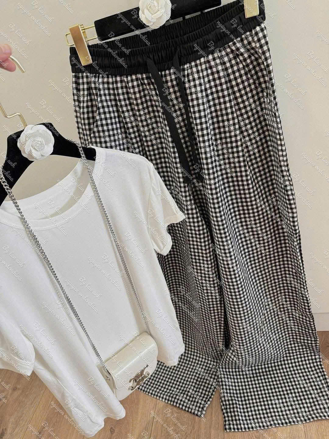 Sét áo cotton quần kẻ nữ chất đẹp BN1