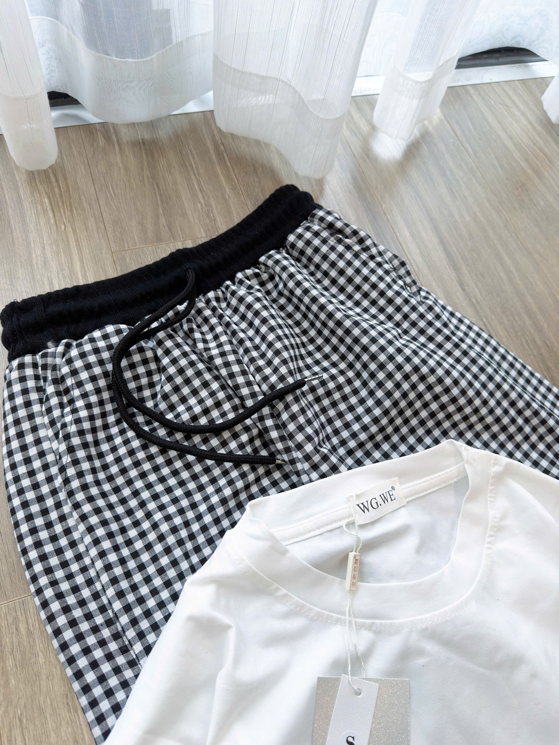 Sét áo cotton quần kẻ nữ chất đẹp BN1
