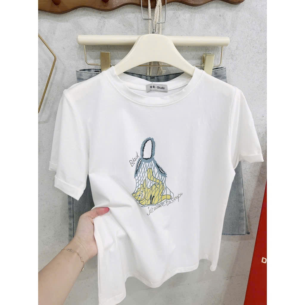 Sét áo cotton trắng quần jean ngố hè nữ BN3