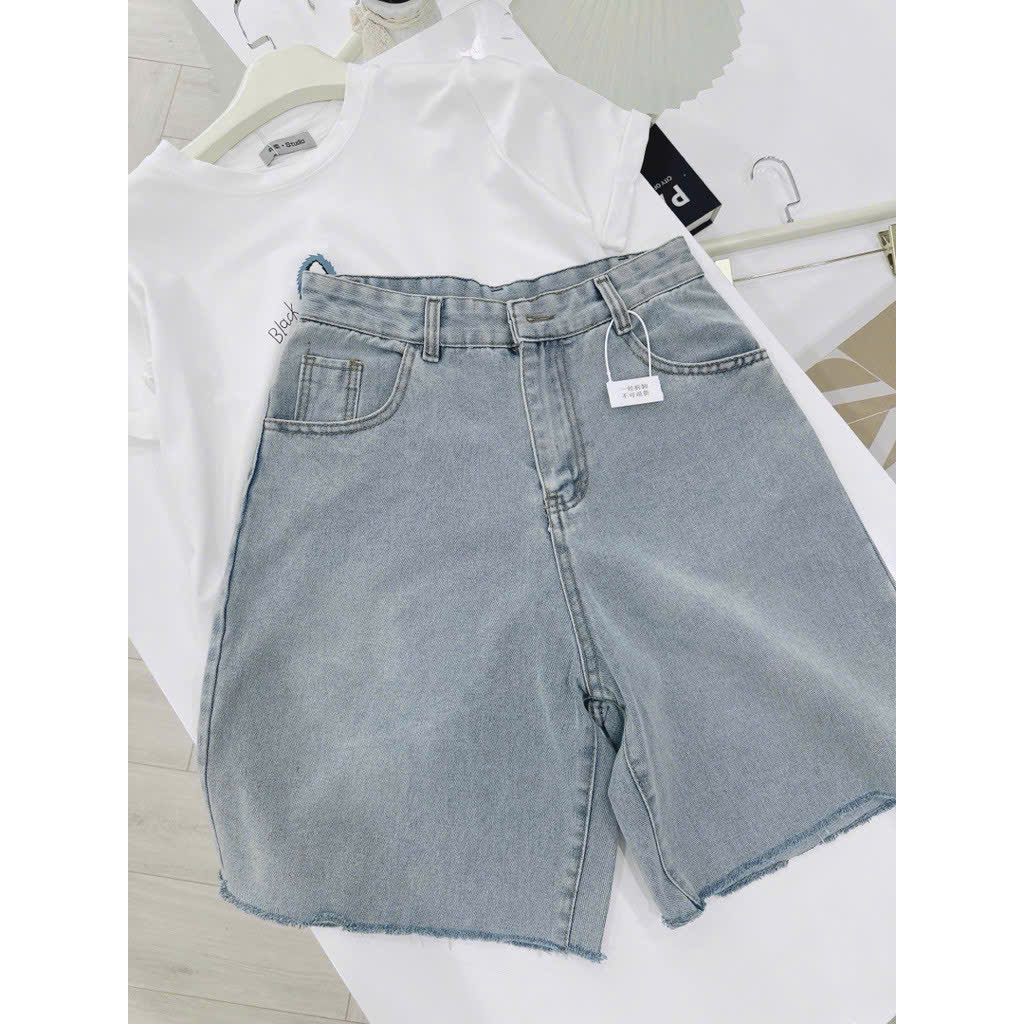 Sét áo cotton trắng quần jean ngố hè nữ BN3