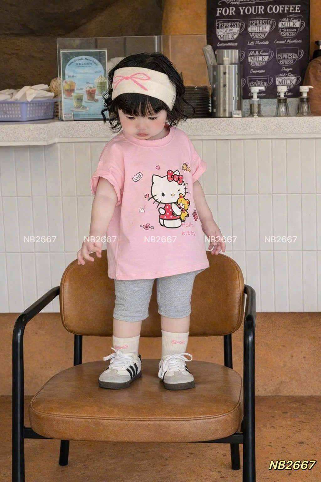 Sét bộ áo kitty tim quần legging đùi bé gái