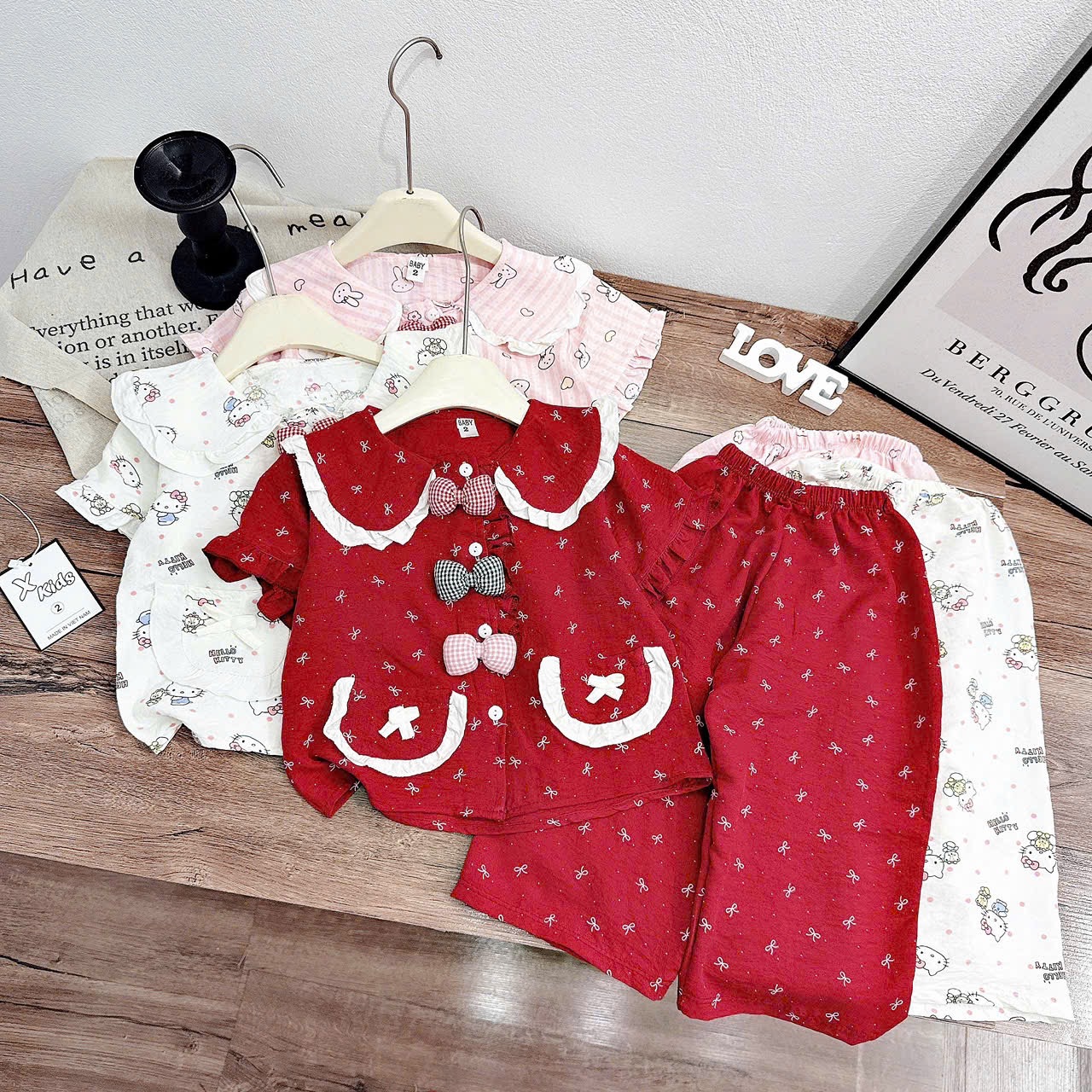 Sét bộ pizama quần dài bé gái