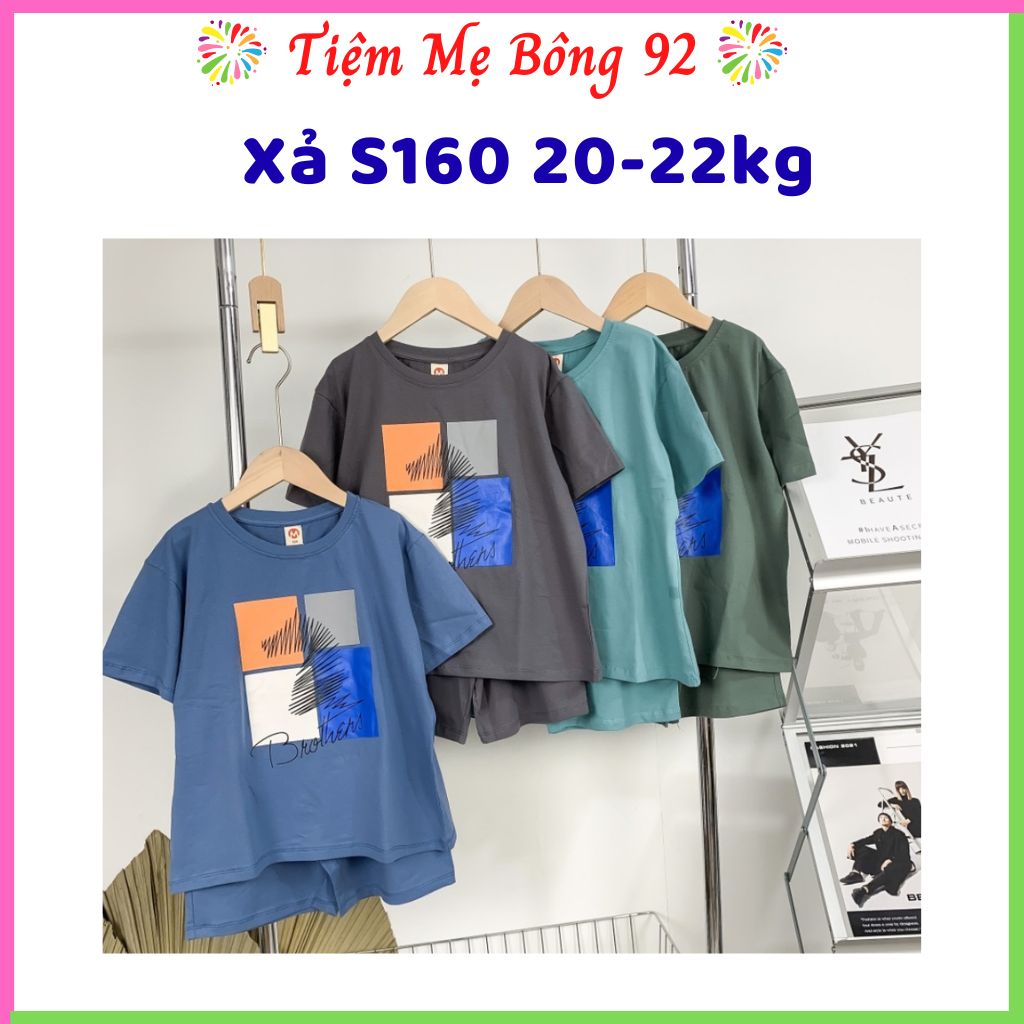 Xả: Bộ cotton QC in Mickey chất đẹp hàng shop mùa hè bé trai S160 20-22kg HT2