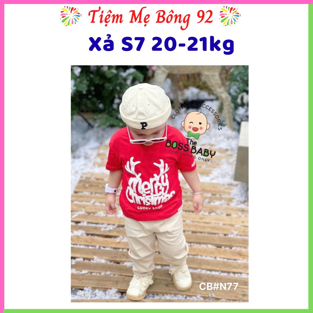 Xả S7 20-21kg : Sét áo đỏ merry christmas quần kaki HT2