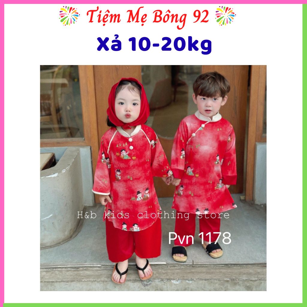 Xả 10-20kg: Sét áo dài phú hộ đỏ bé trai bé gái #75k AD2