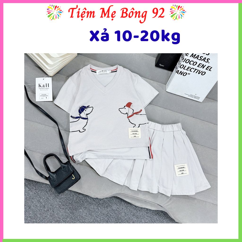 Xả 10-20kg Sét váy cotton cổ tim mùa hè bé gái HG3