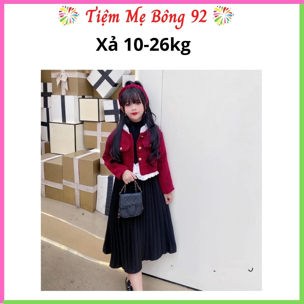 Xả 10-26kg : Sét váy đen kèm áo dạ đỏ bé gái TG1