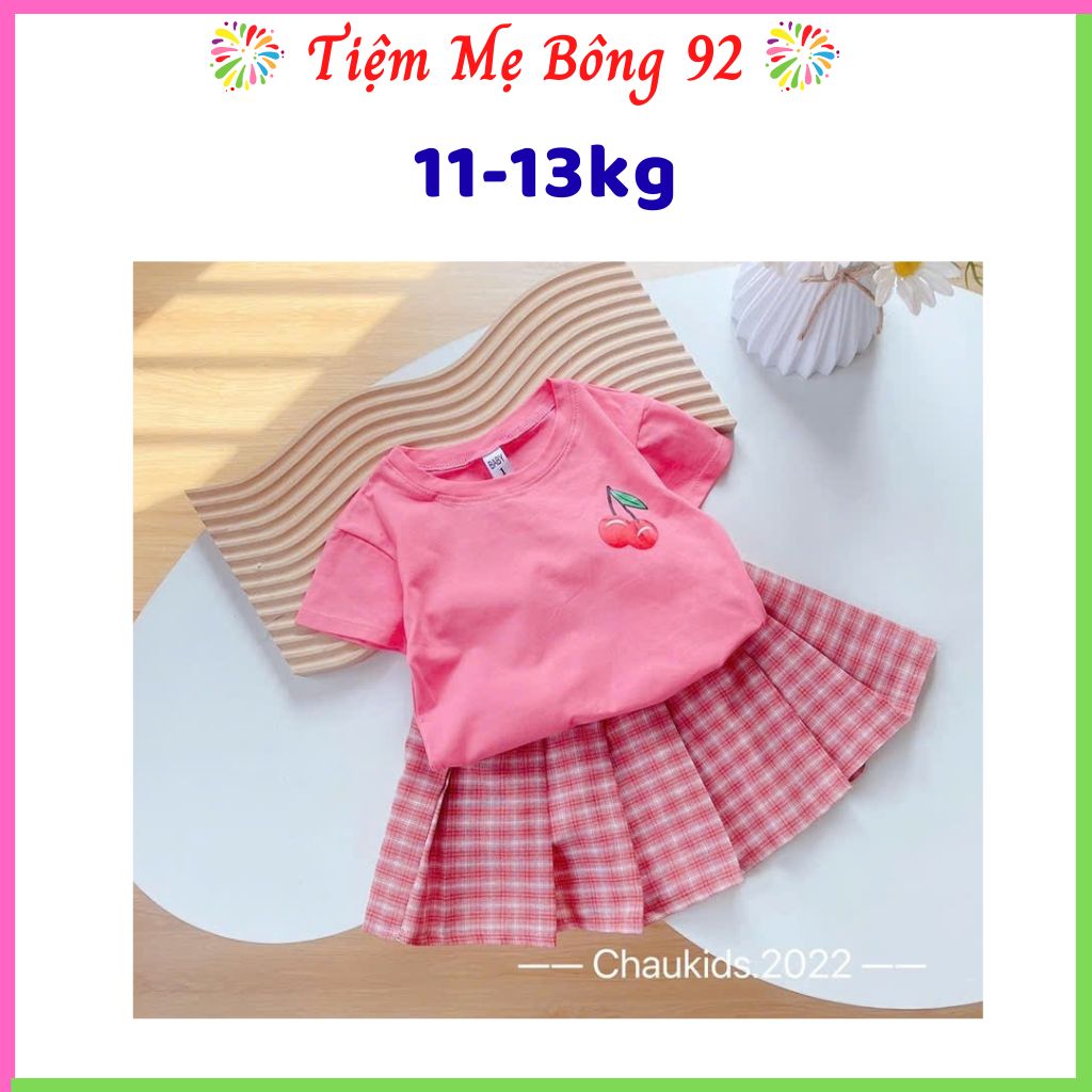 Xả 11-13kg: Set áo cotton chân váy xếp ly HG1