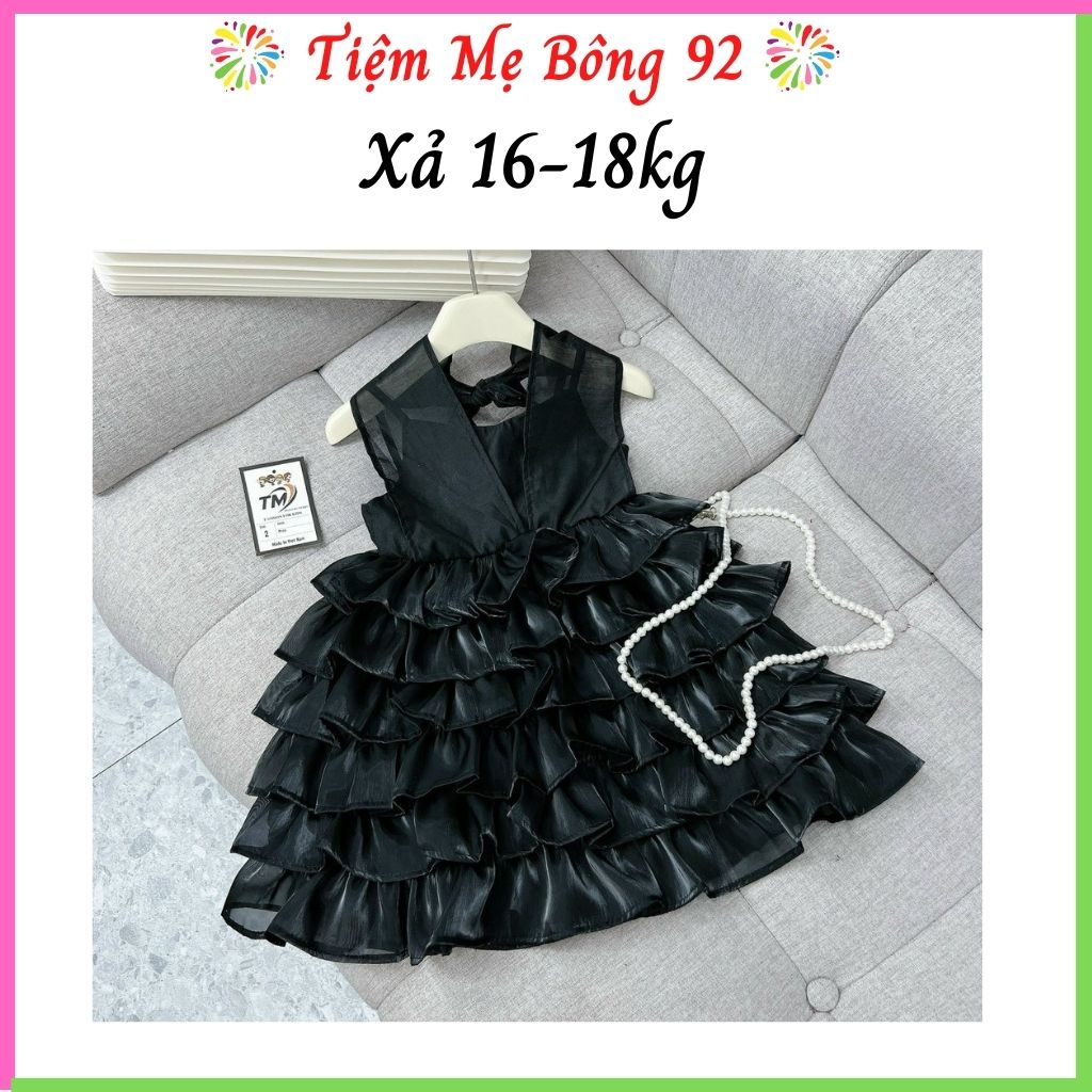Xả 16-18kg : Váy tầng đen 2 dây mùa hè bé gái HG5