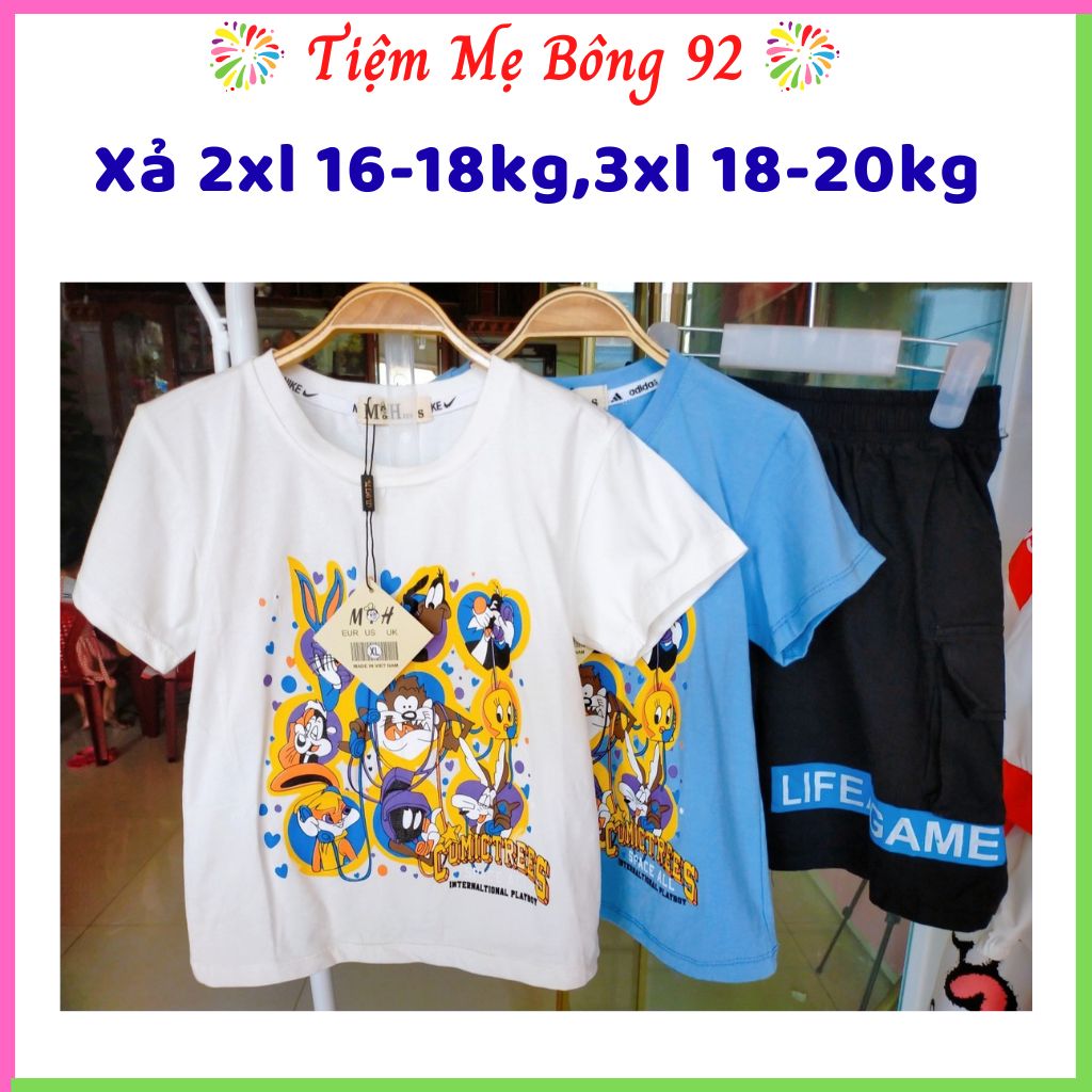 Xả xanh 3xl 18-20kg : Sét áo in hình quần kaki túi hộp HT3