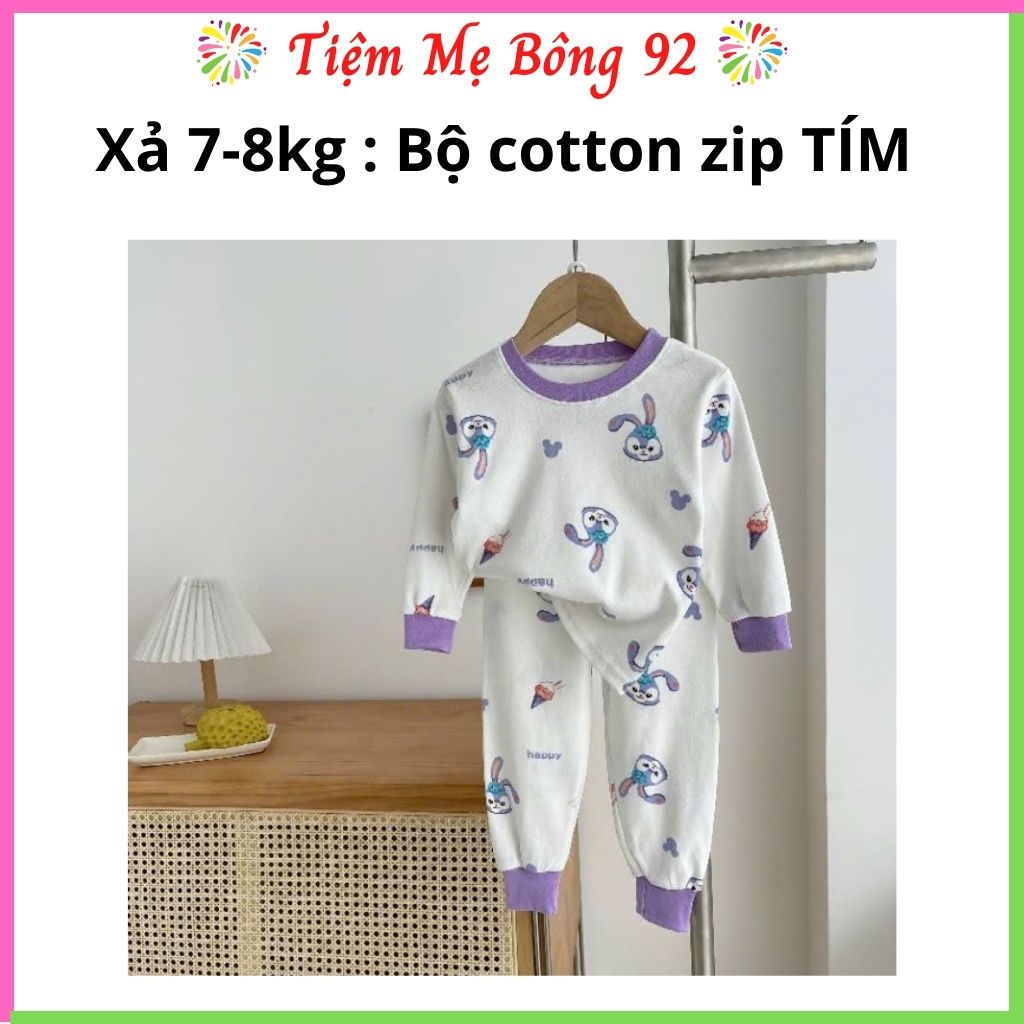 Xả 7-8kg : Bộ cotton zip TÍM #39k TG3