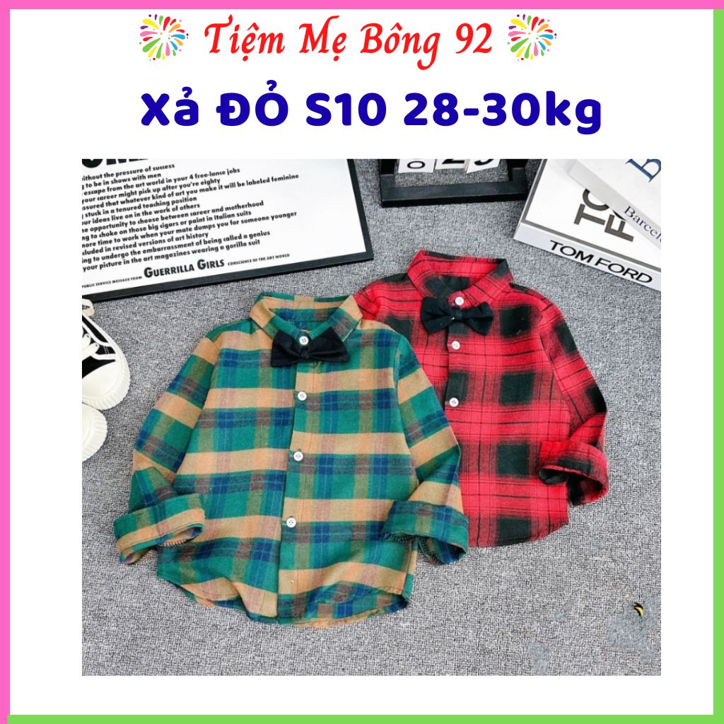 Xả Đỏ S10 28-30kg : Áo sơ mi kẻ caro hè bé trai HT1 #49k