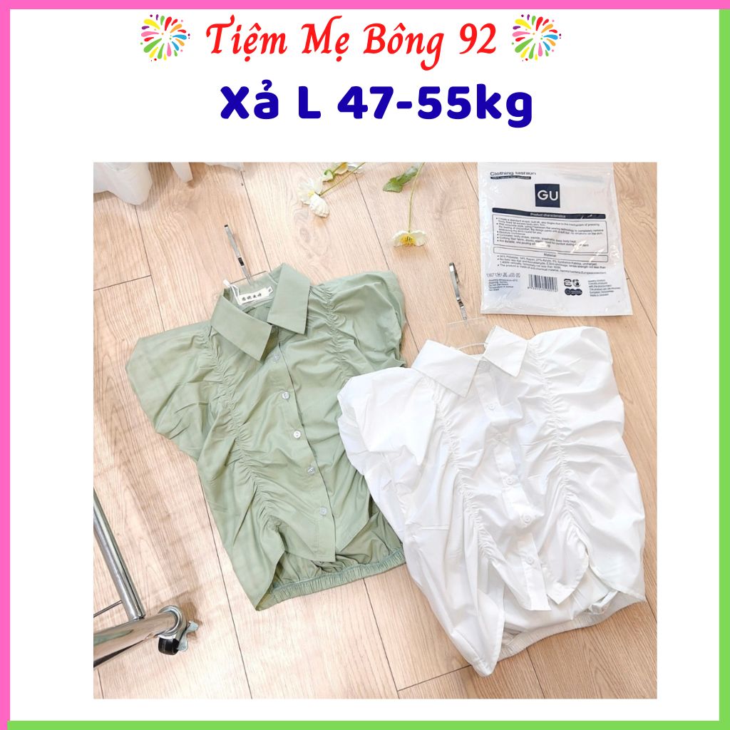 Xả L 47-55kg : SƠ MI TRẮNG DÚM DỌC TAY BÈO HẾN HN2 #55k