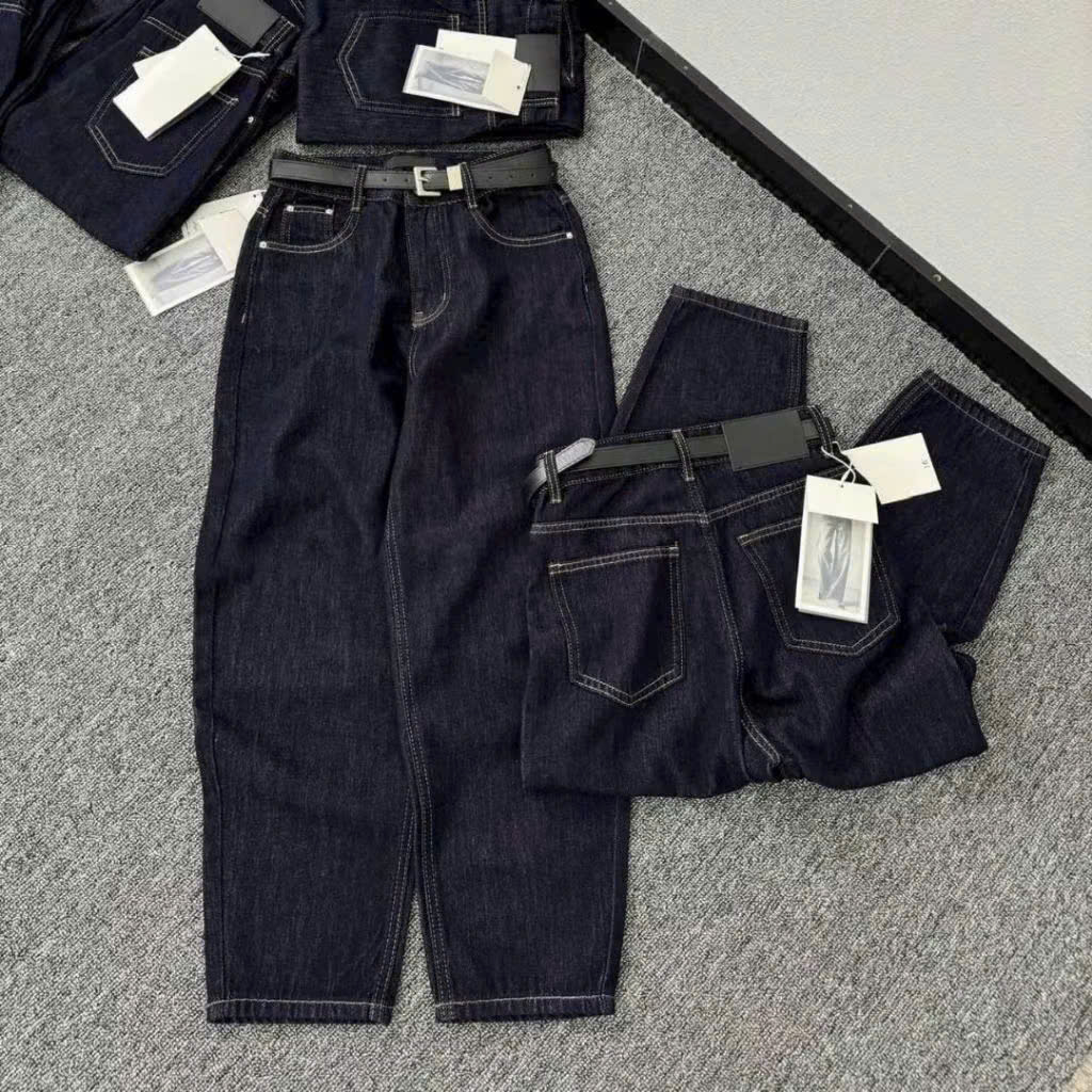 Xả L-60kg Quần jean suông thêu chữ 1 bên QJ21