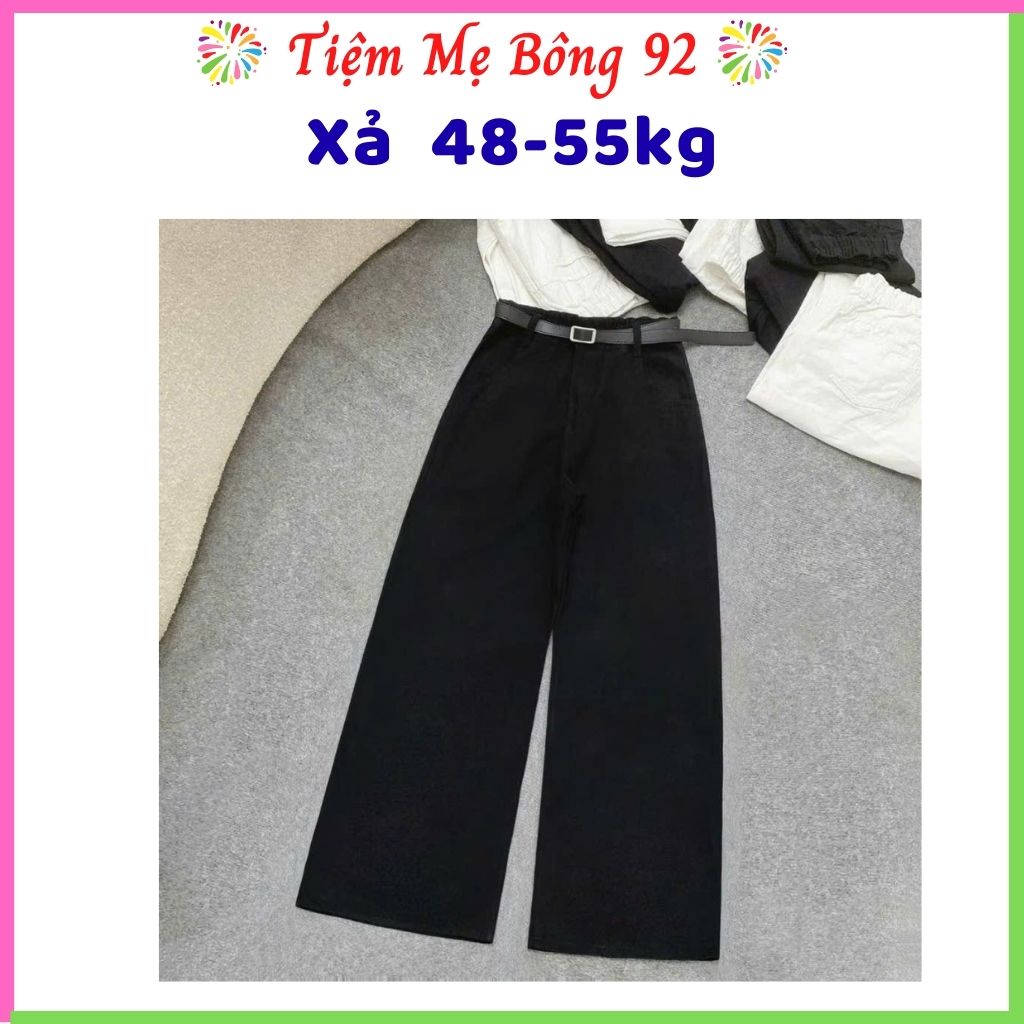 Xả M 47-55kg : Quần Jean đen suông mác da (ko thắt lưng) QJ7 #109k