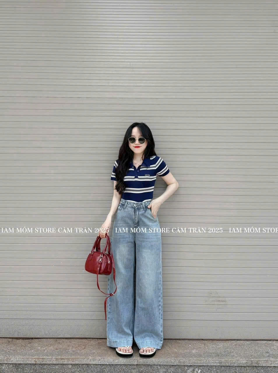 Quần jean ống sớ trơn xanh nữ QJ01