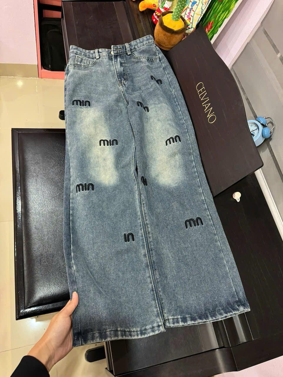 Xả M-55kg Quần jean thêu Miu nữ QJ22