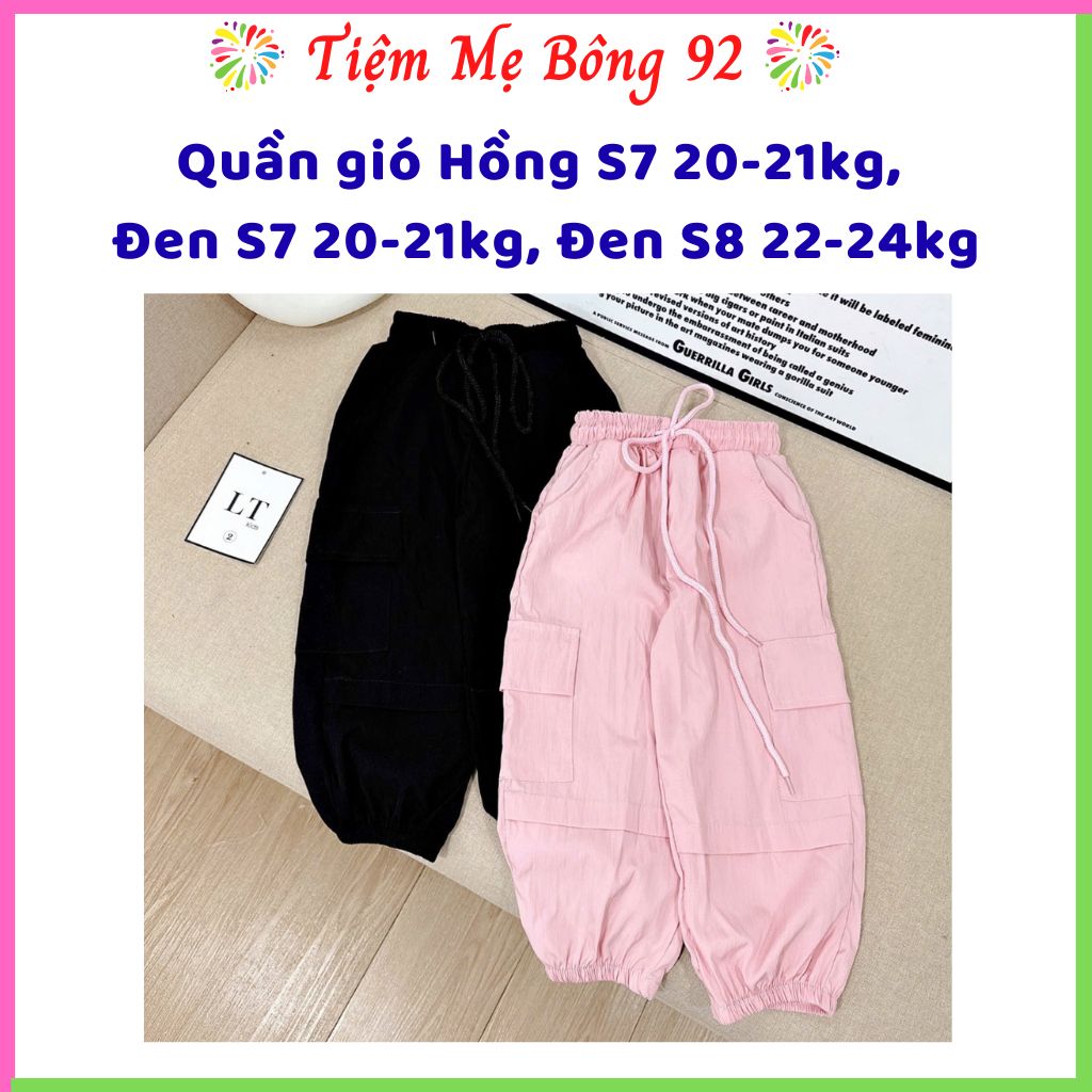 Xả Quần gió bé gái Hồng S7 20-21kg, Đen S7 20-21kg, Đen S8 22-24kg TG9