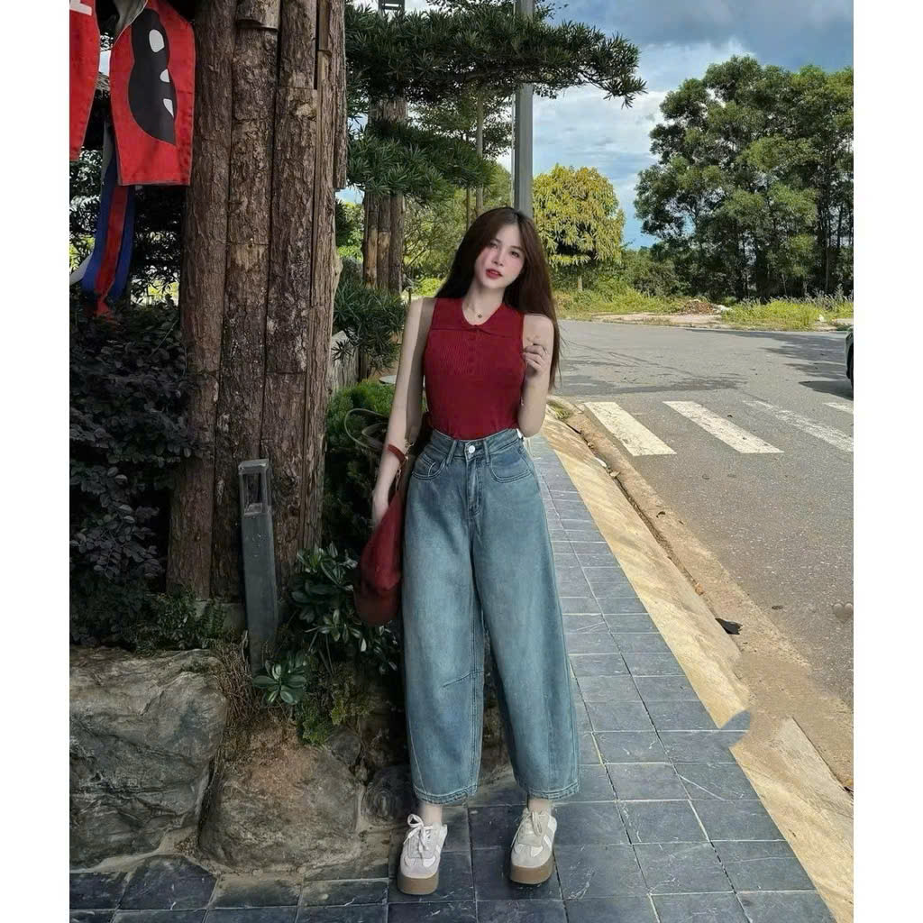 Xả S 40-47kg: Quần jean baggy xanh nhạt QJ70