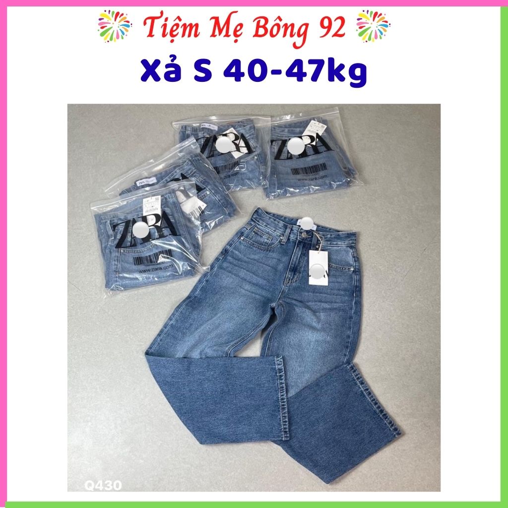 Xả S 40-47kg : Quần jean suông xanh nữ QJ04