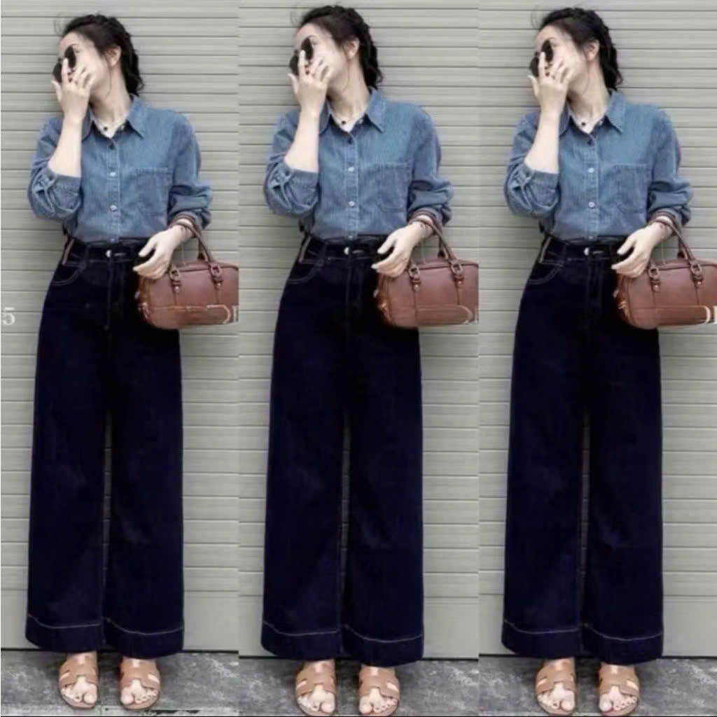 Xả S-48kg : Quần Jean sớ xanh đậm nắp túi QJ11 - H1