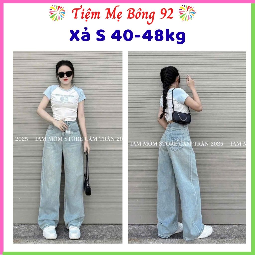 Xả S-48kg : Quần jean ống sớ thêu hoa nữ QJ05