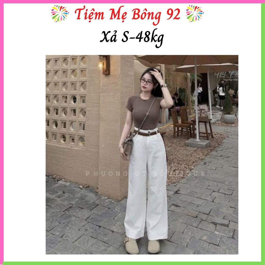 Xả S-48kg : Quần jean trắng suông