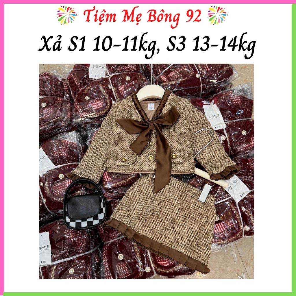 Xả S3 13-14kg: Sét dạ nây tây 2 lớp thu đông bé gái TG6