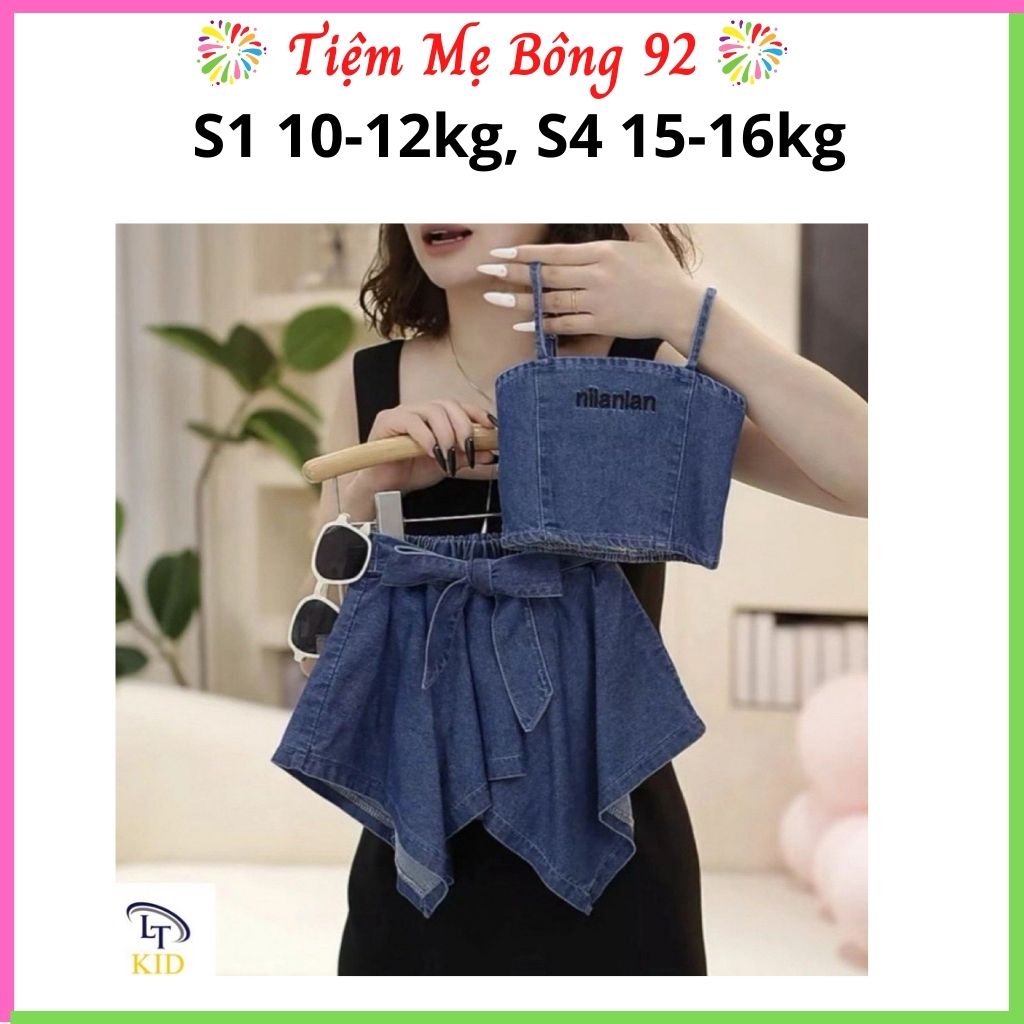 Xả S1 10-12kg, S4 15-16kg: Sét bộ bò 2 dây chân váy nơ HG2