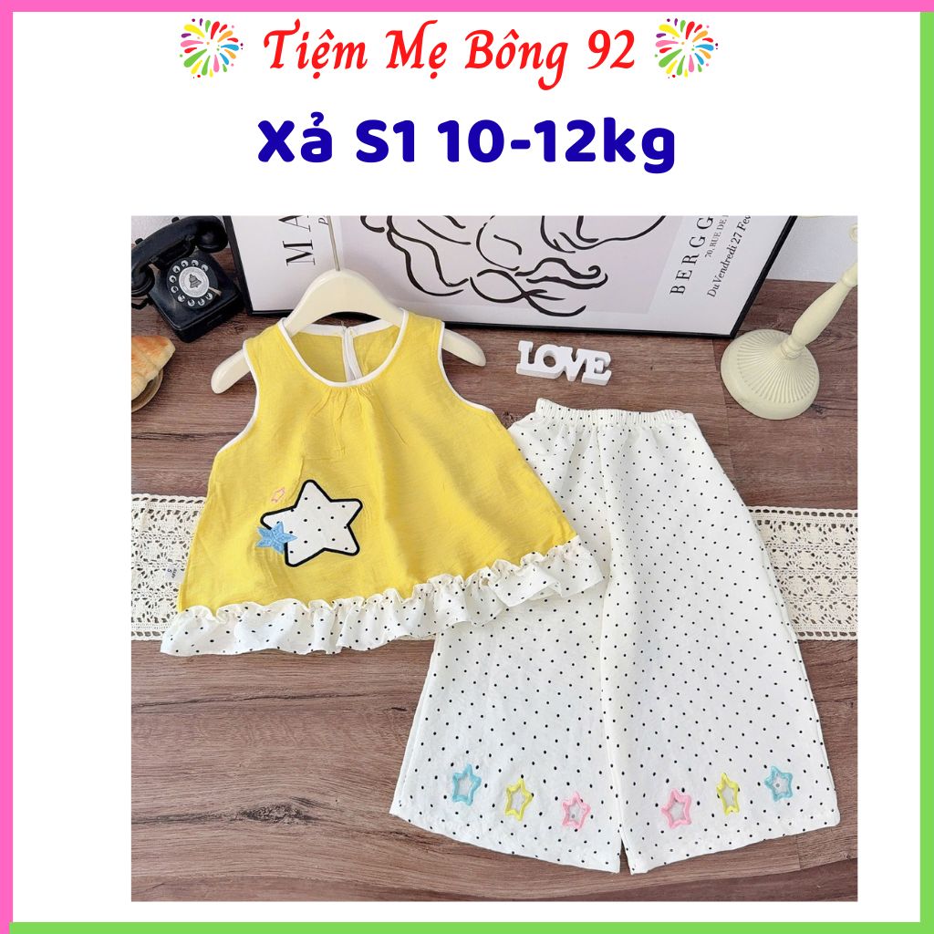 Xả S1 10-12kg: Sét áo ngôi sao quần xuông đũi cho bé gái HG2