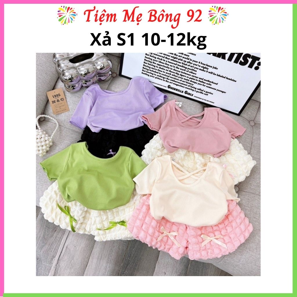 Xả S1 10-12kg: Sét áo tăm quần bồng xốp Hồng HG2