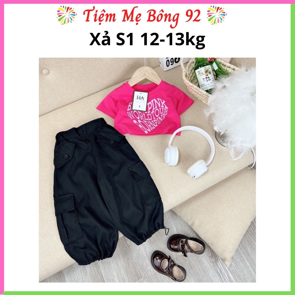 Xả S1 12-13kg: Bộ áo croptop blackpink quần hiphop HG2
