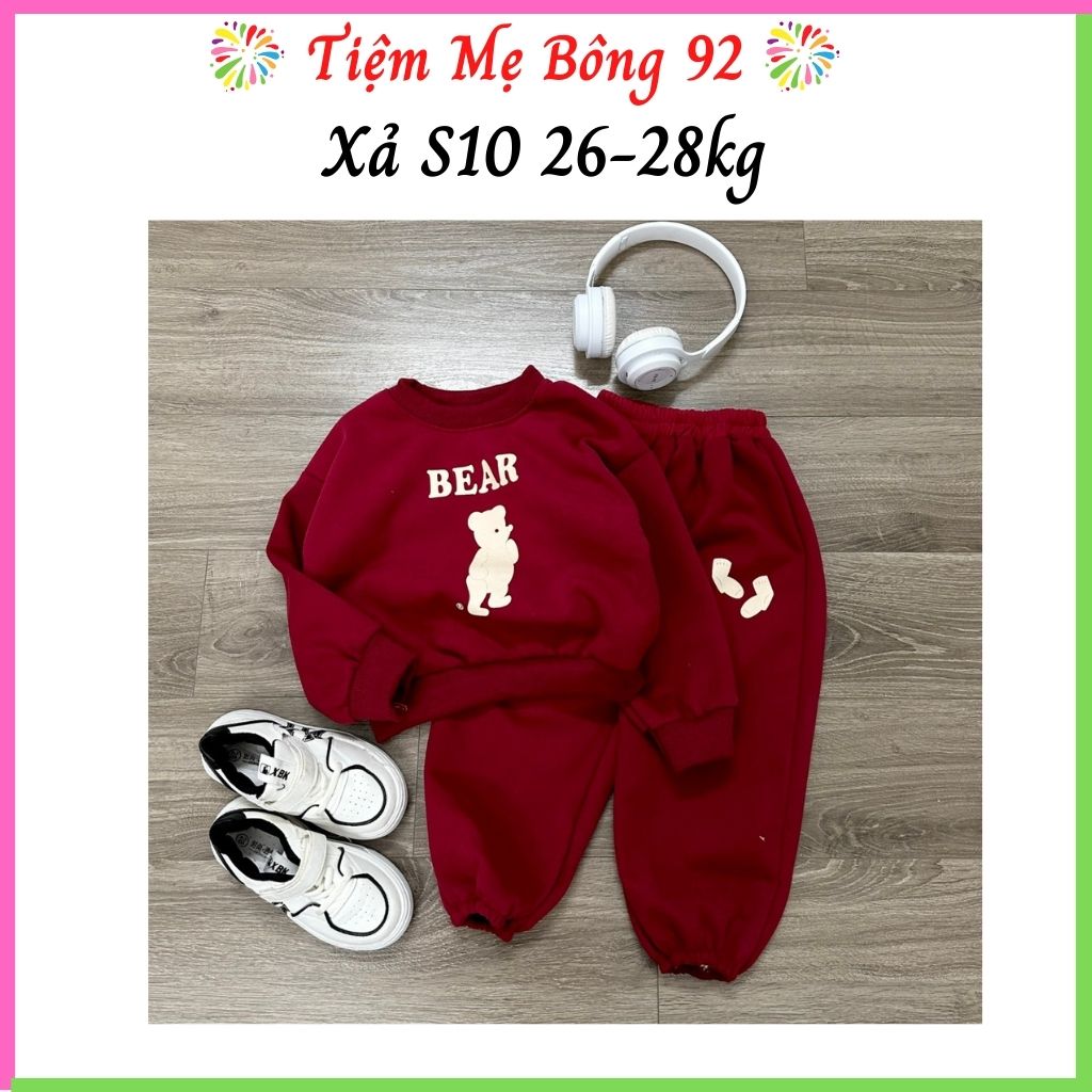 Xả S10 26-28kg: Bộ nỉ 2 da đỏ đô Bear TG13
