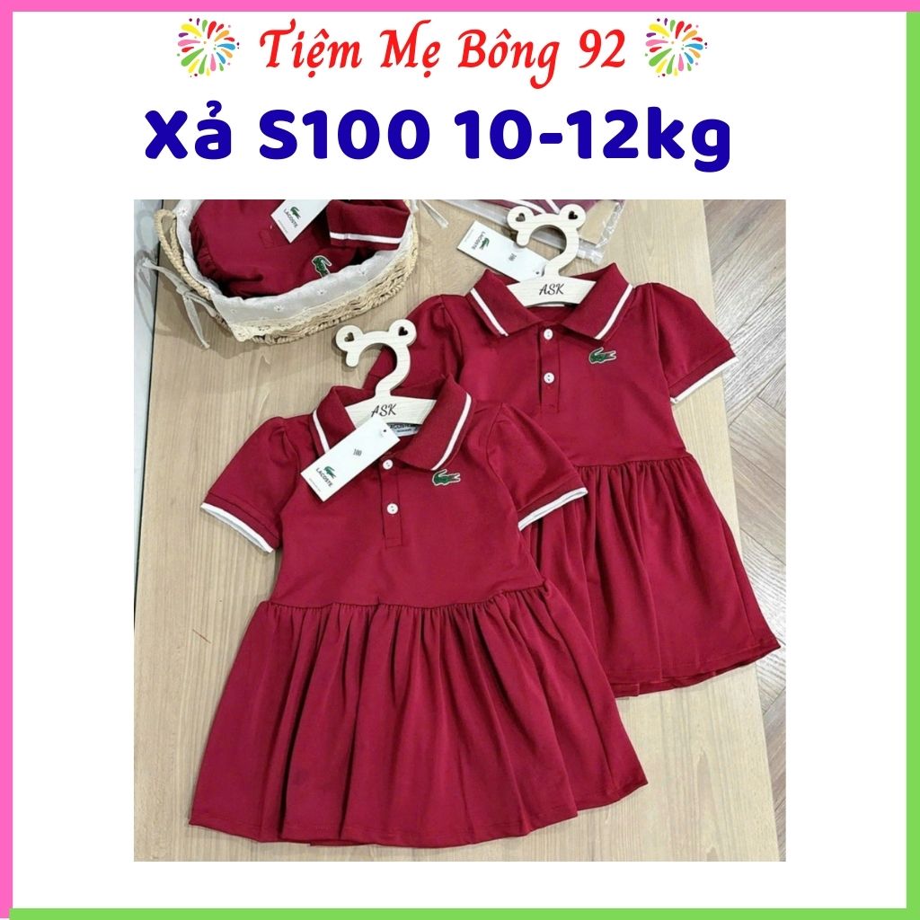 Xả S100 10-12kg: Váy polo đỏ mùa hè bé gái VNXK HG2