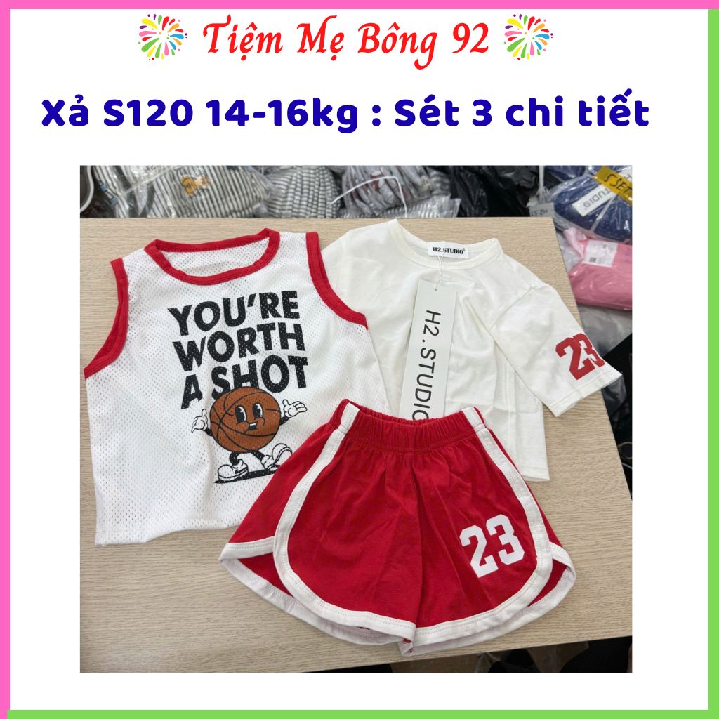 Xả S120 14-16kg : Sét 3 chi tiết: 2 áo + quần bé trai VNXK HT2