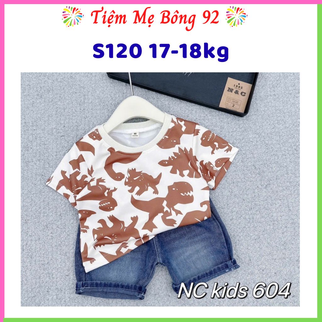 Xả S120 18-19kg: Sét áo khủng long nâu quần bò HT2
