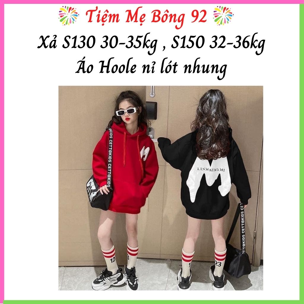Xả S130 30-35kg , S150 32-36kg: Áo Hoodie nỉ lót nhung Quảng Châu có mũ Đen TG8