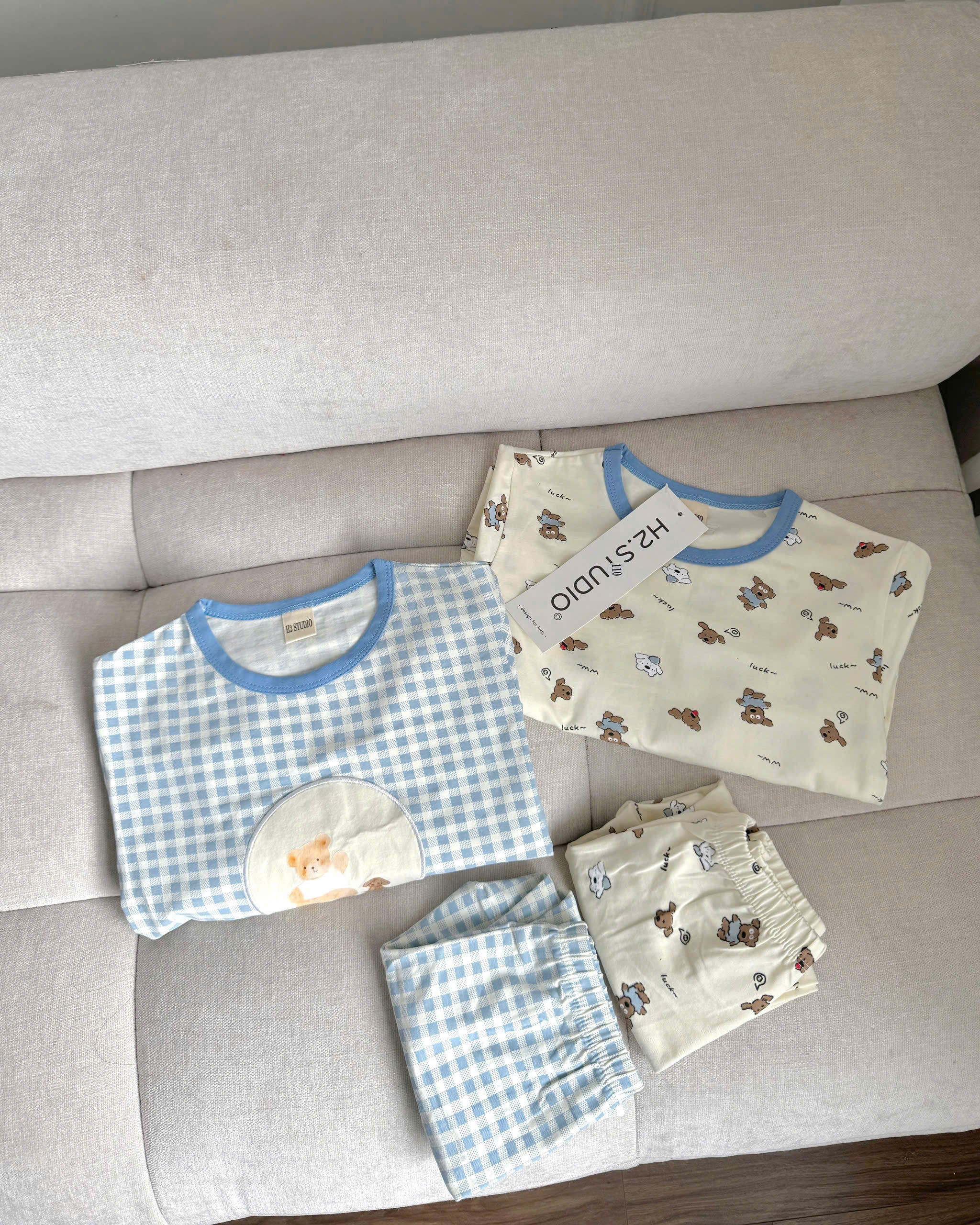 Xả S150 22-25kg: Sét 2 bộ cotton bé trai bé gái VNXK TT1