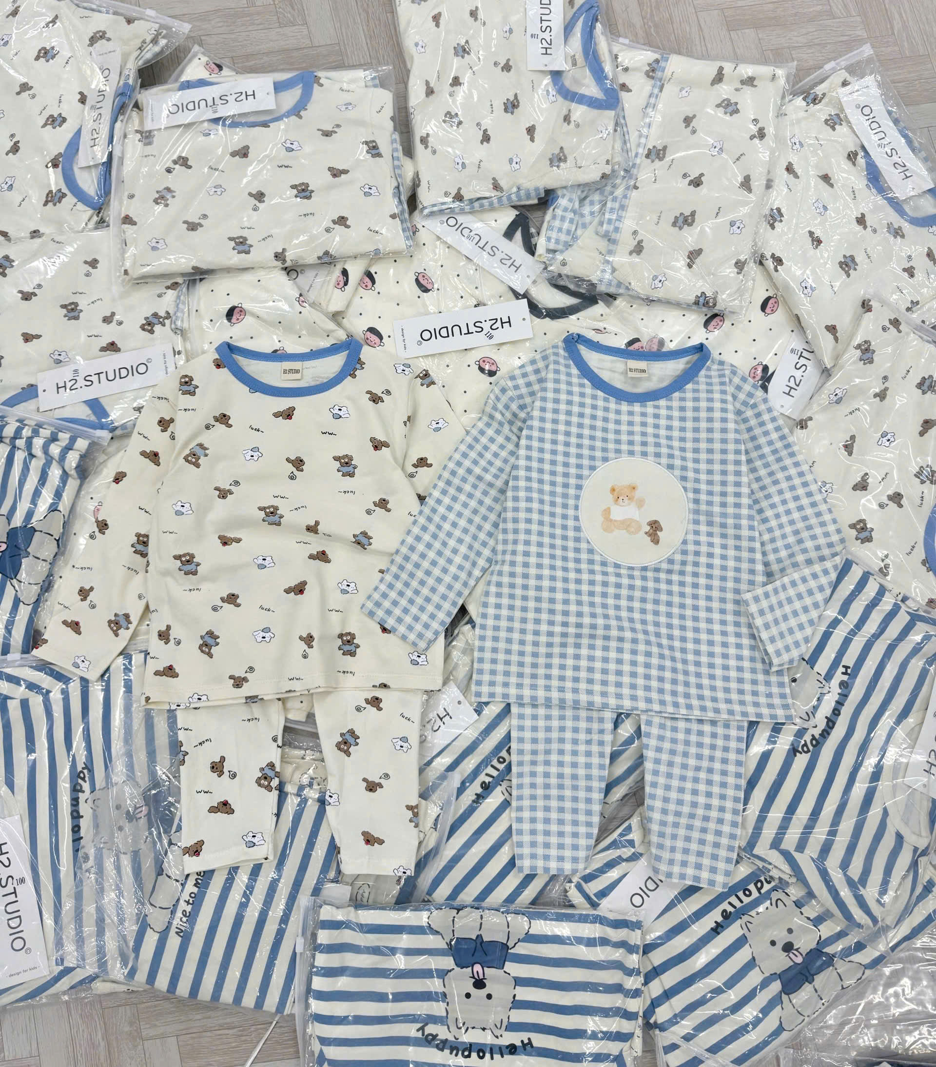 Xả S150 22-25kg: Sét 2 bộ cotton bé trai bé gái VNXK TT1