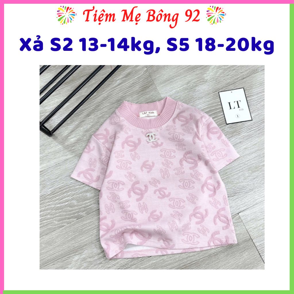 Xả S2 13-14kg, S5 18-20kg: Áo cotton hồng mùa hè bé gái HG2