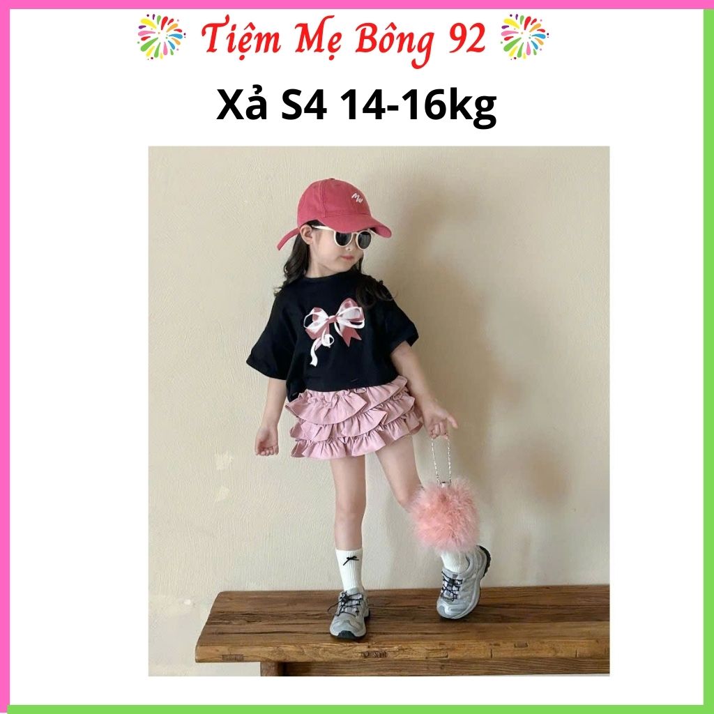 Xả S4 14-16kg: Sét áo cotton chân váy tầng (có quần trong) #65k HG4