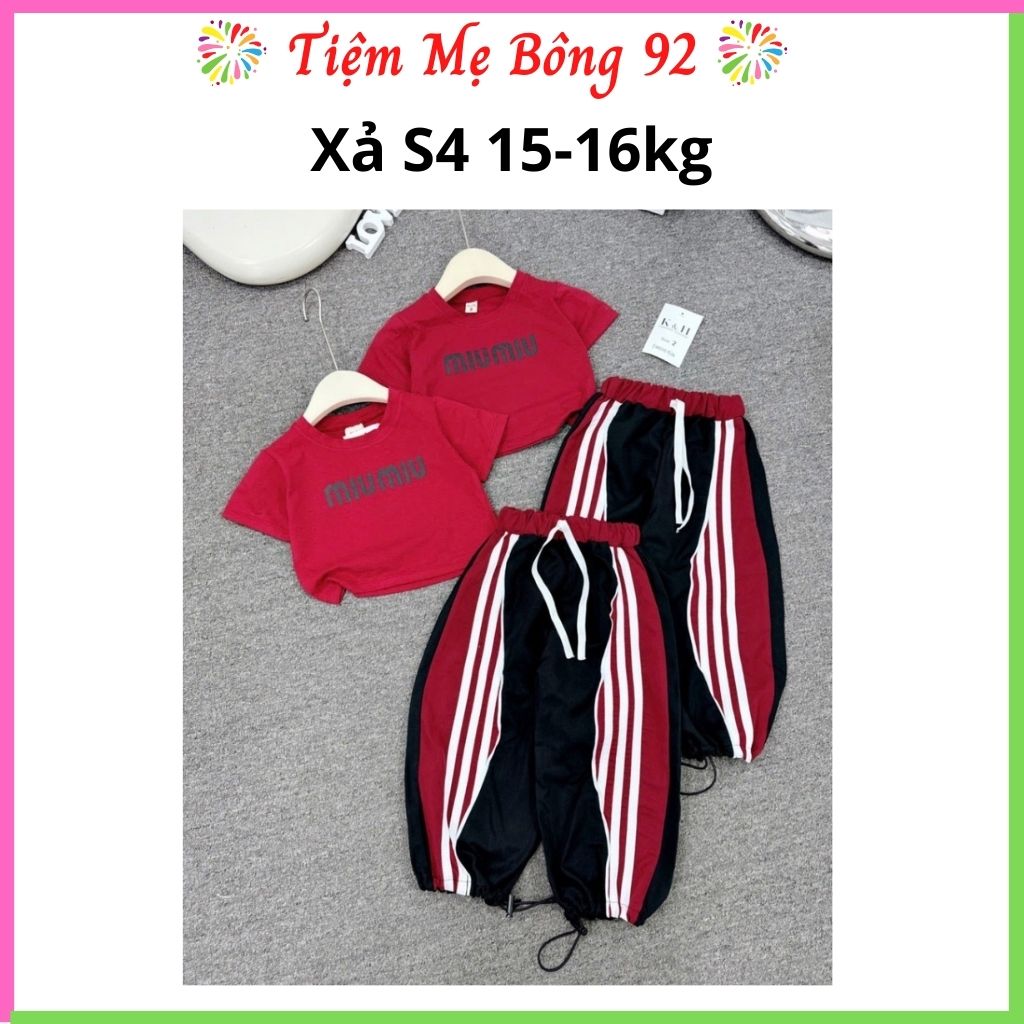 Xả S4 15-16kg: Sét miu đỏ quần ống bo bé gái HG5