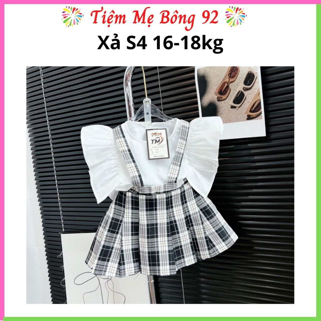 Xả S4 16-18kg: Sét áo trắng kèm yếm kẻ HG2
