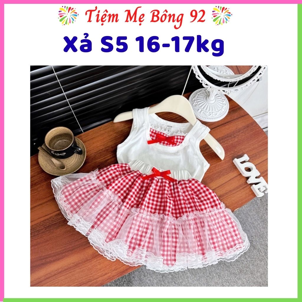 Xả S5 16-17kg: Sét áo trắng cv kẻ caro phối ren HG3